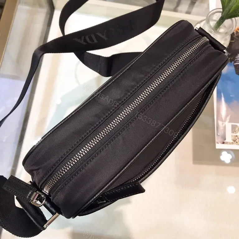 View 7 of Structured Black Crossbody: Luxury Nylon, Prada-Style, Compact, Everyday Carry