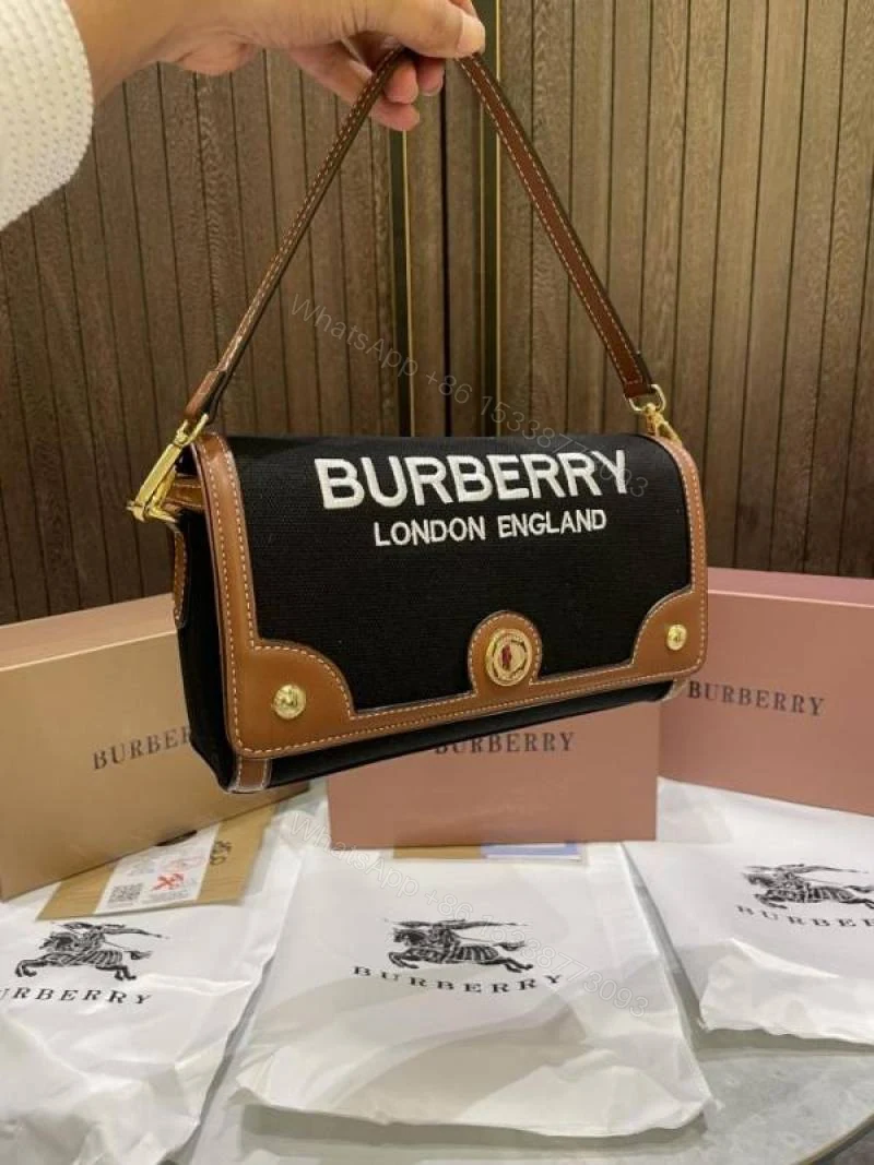 View 3 of First Copy Burberry Black Mini Top Handle Bag With Logo Print And Premium Finish