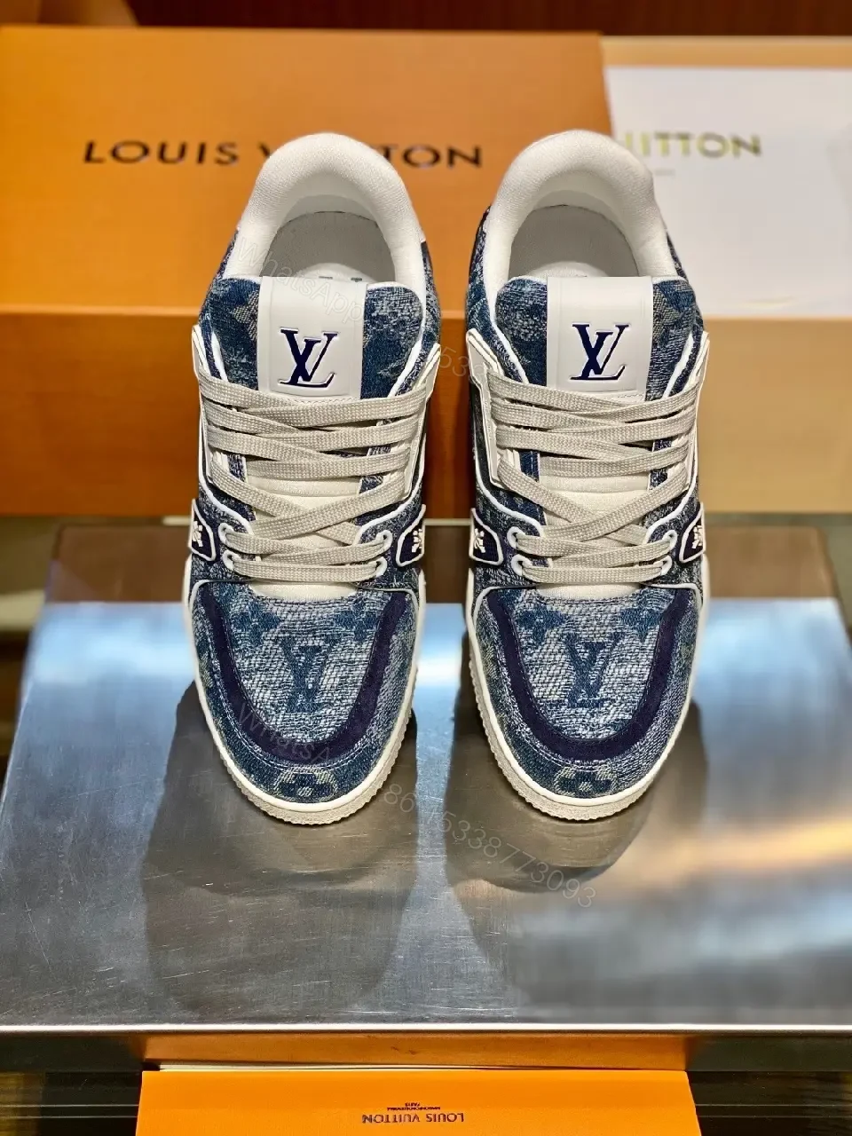 View 2 of Minimalist LV-Texture Sneaker: Luxury Comfort, Everyday Elevation