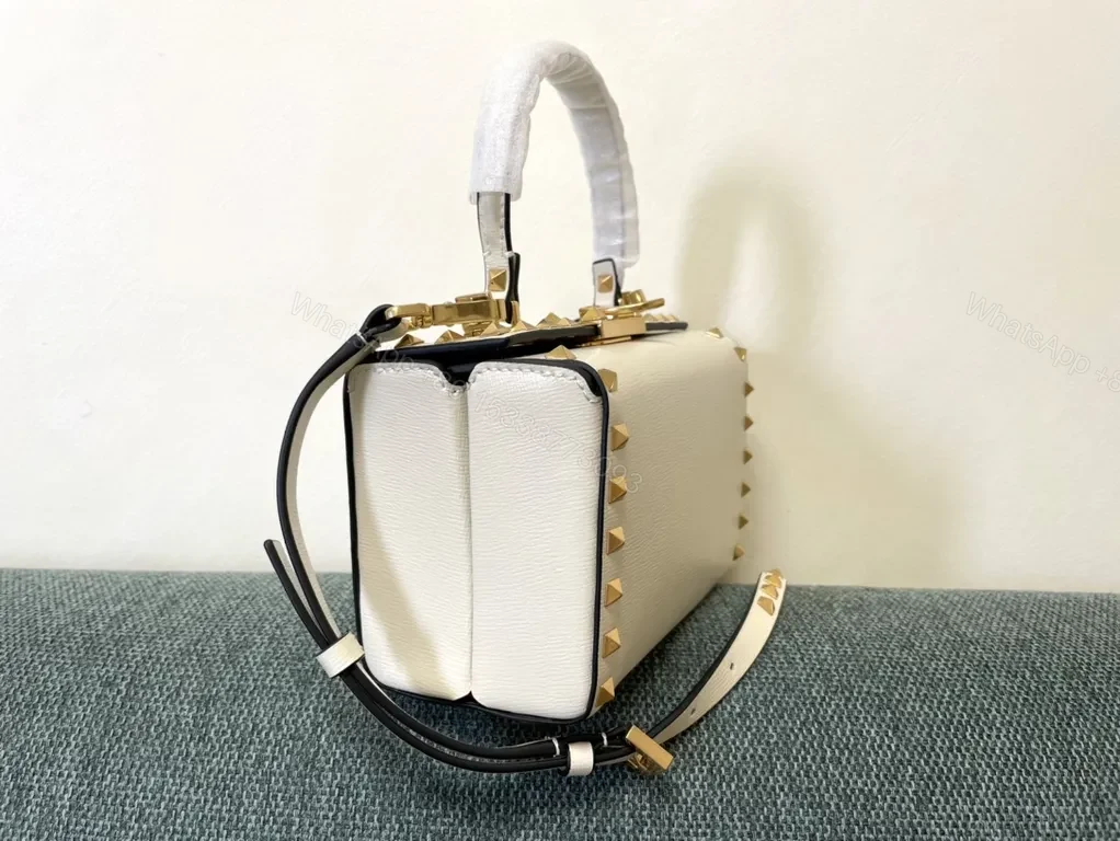 View 3 of Ivory Rockstud Box Bag: Valentino Garavani Mini Crossbody