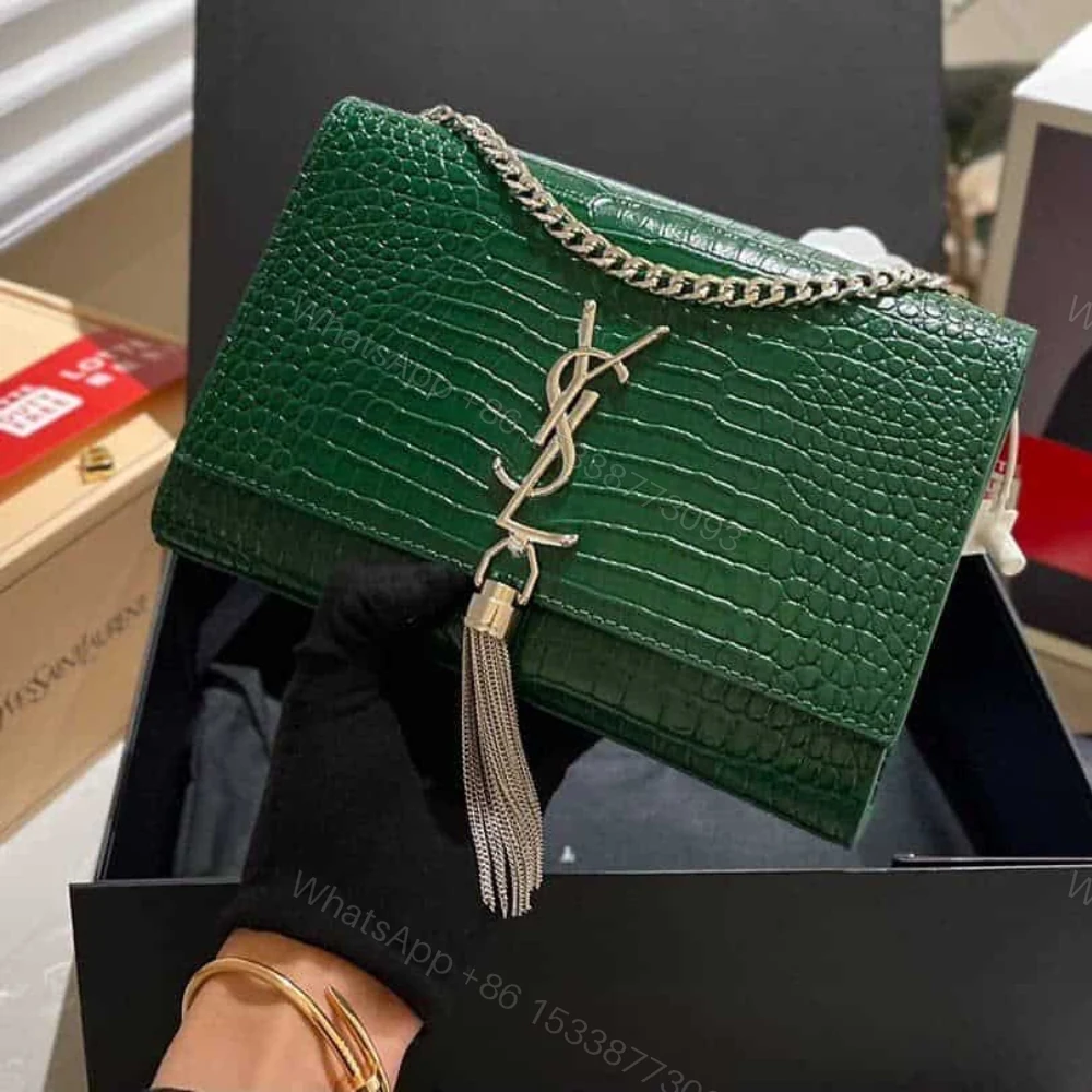 View 2 of Saint Laurent Kate Tassel Medium With Silver Hardware Green 22Cm