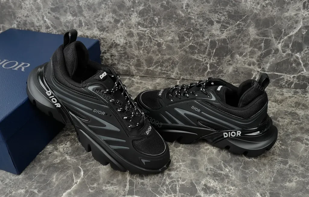 View 7 of Bold Dior-Influenced Sneakers: Luxe All-Black, Sculpted Comfort