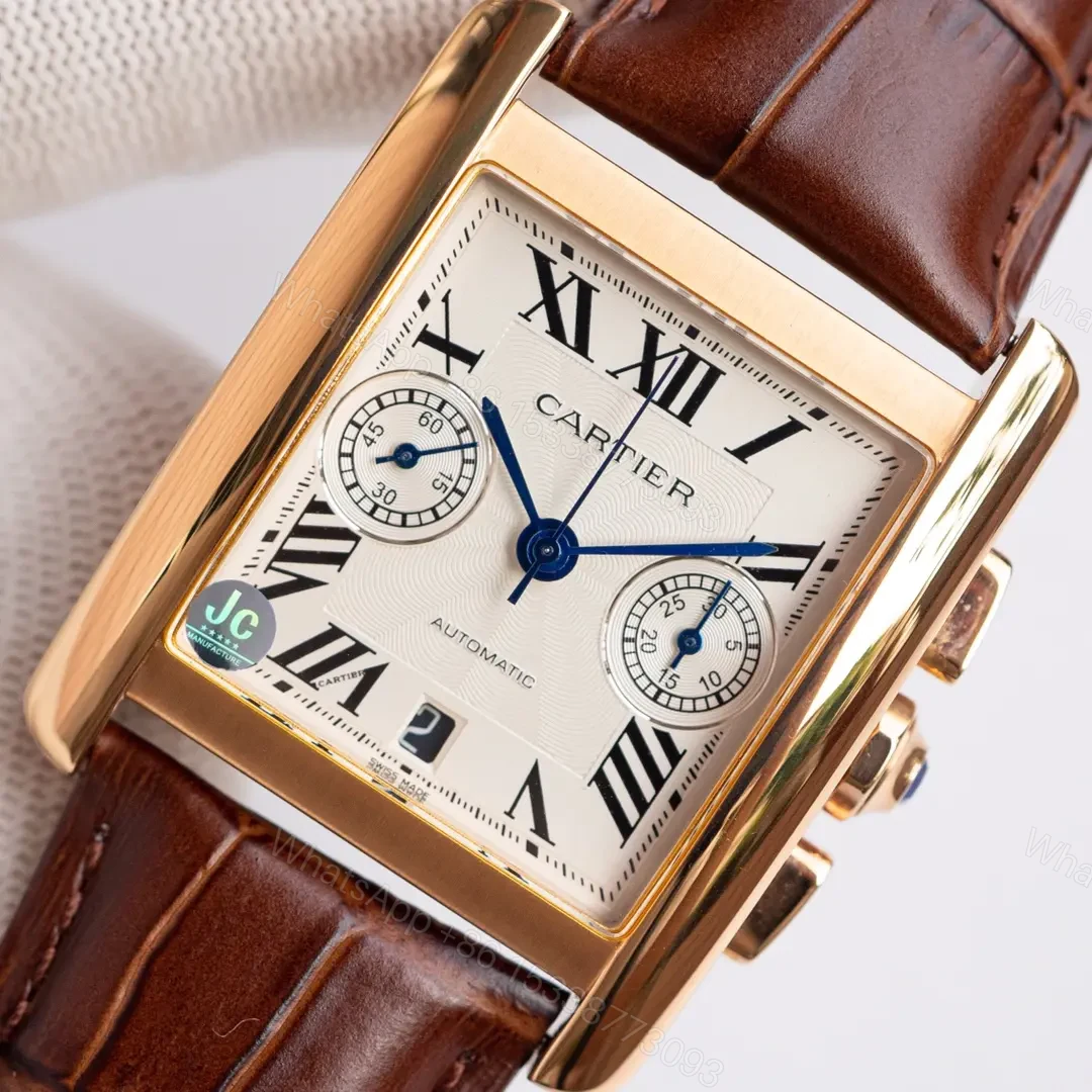View 3 of Cartier Tank Series W5330007 Rose Gold Stainless Steel Case Brown Leather Strap Automatic Watch