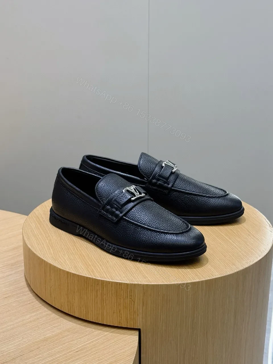 View 4 of Black Leather Loafers – Classic Silhouette, LV Hardware, All-Day Comfort