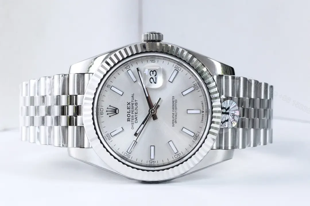 View 2 of Fake Rolex Datejust Silver Index Best Jubilee Bracelet 41MM 126334-0024
