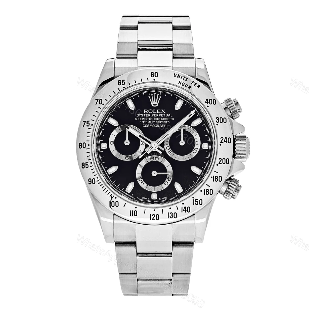 Rolex Daytona Cosmograph Black Dial Silver Bezel Replica — view 1