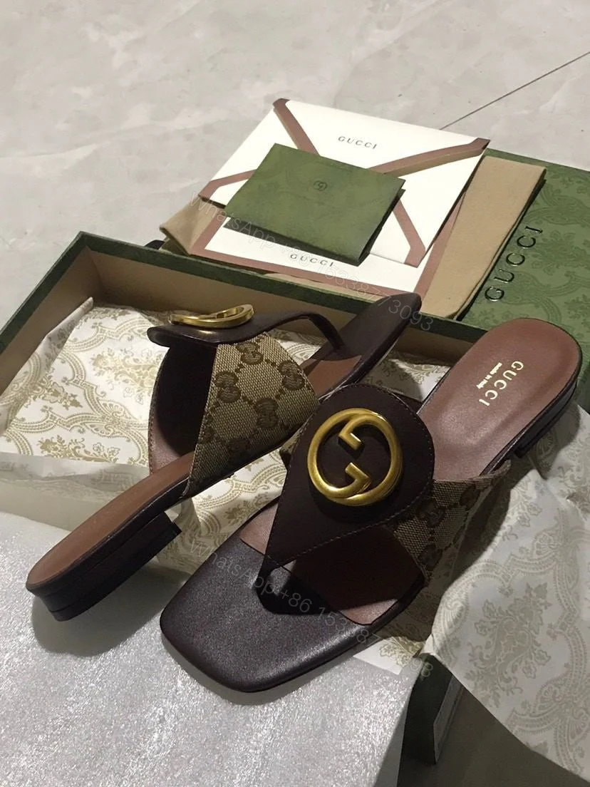 View 5 of GUCCI BLONDIE THONG SANDALS BROWN P00810550