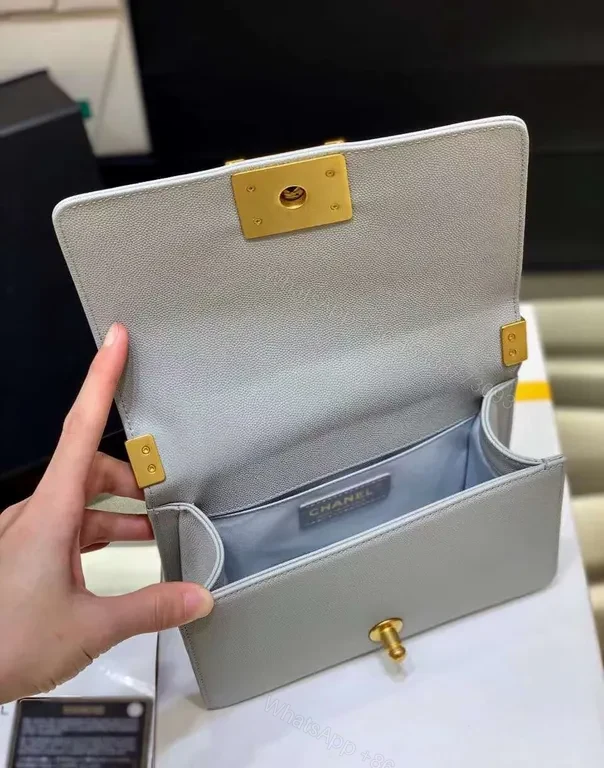 View 8 of Chic Gray Quilted Flap Bag with Gold Chain - Luxury