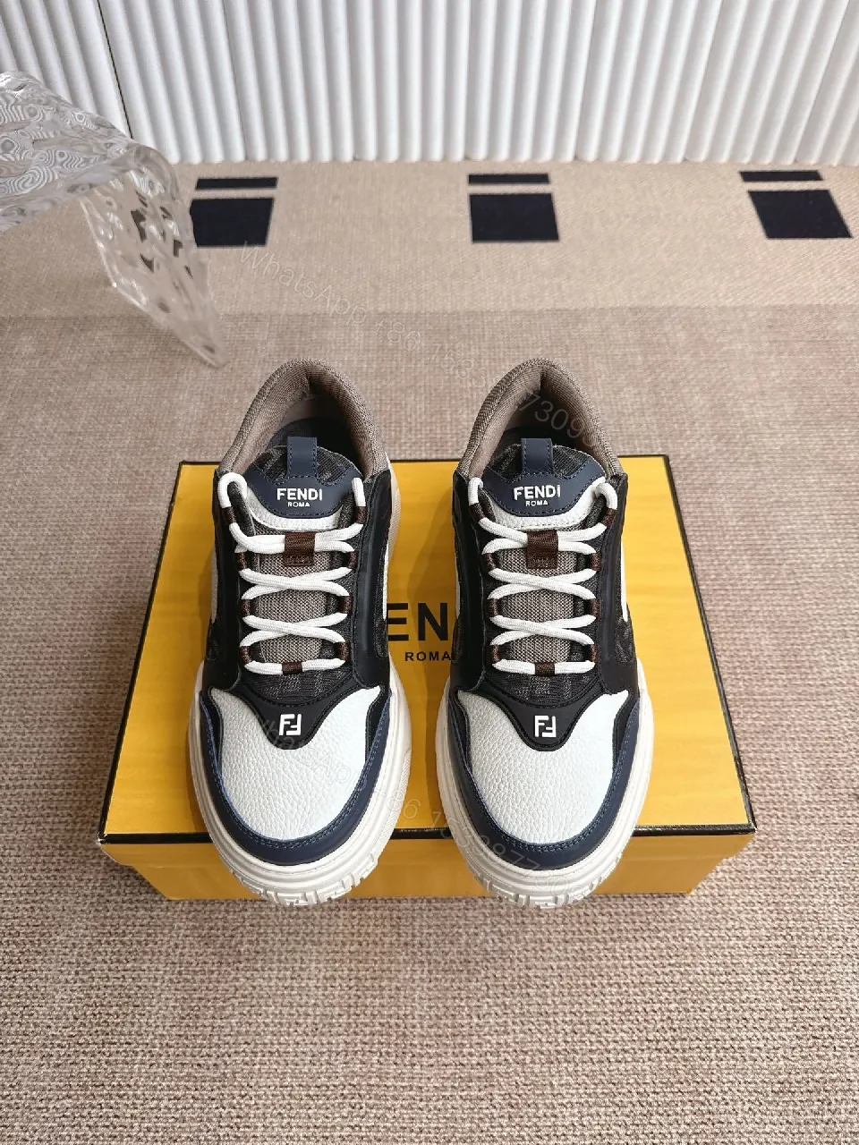 View 6 of Bold Black-White Luxe Sneakers with Signature Detailing