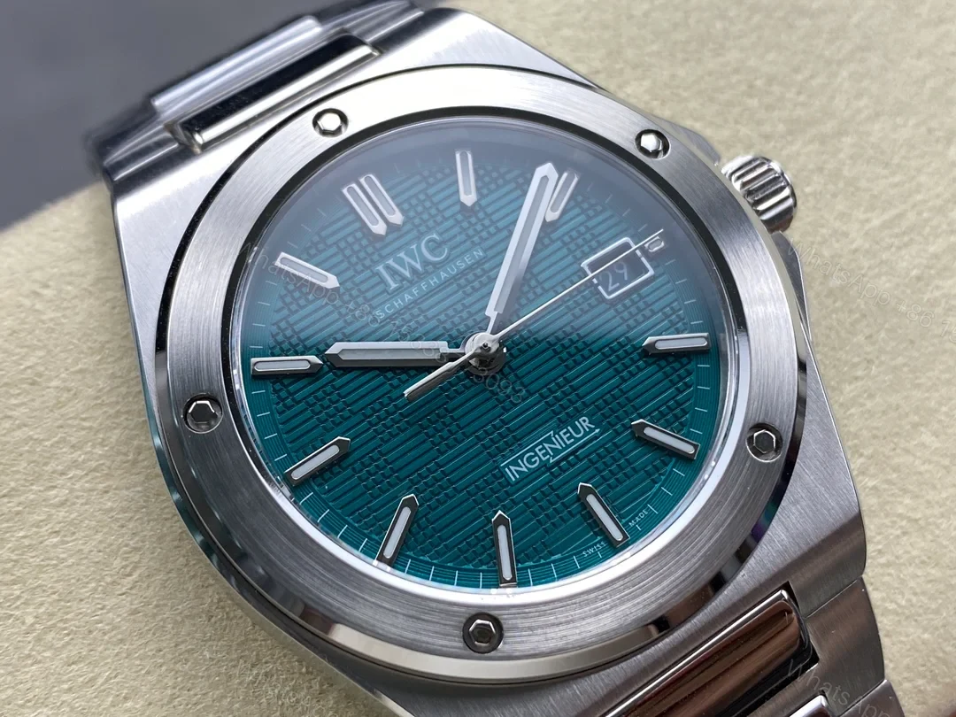 View 2 of IWC Ingenieur Teal Replica 40MM Premium Quick Release Steel Bracelet Edition RG-IWC-INGENIEUR-TEAL-40