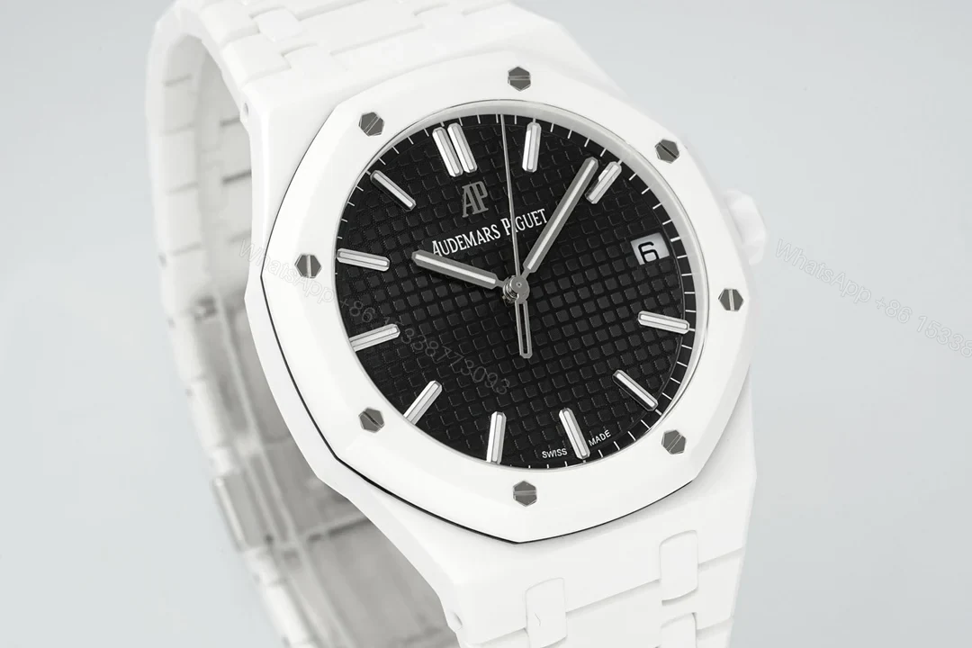View 2 of Replica AP Royal Oak White Ceramic Black Dial 41mm