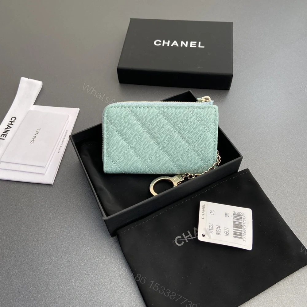 View 2 of 高仿Chanel*AP0223零錢包礦物藍魚子醬金扣免檢版
