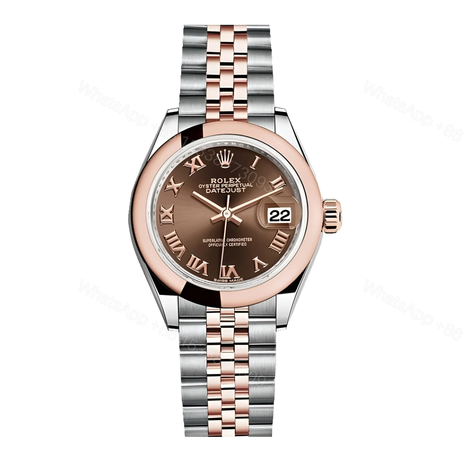 Rolex Datejust 278341RBR Everose Gold and Chocolate with Diamond Dial Jubilee Replica — view 1
