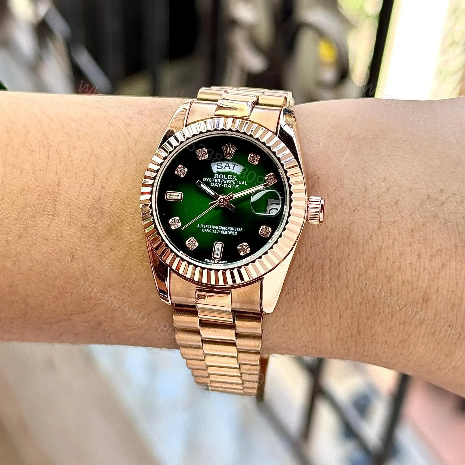 View 3 of Rolex Premium Rose Gold Green Dial
