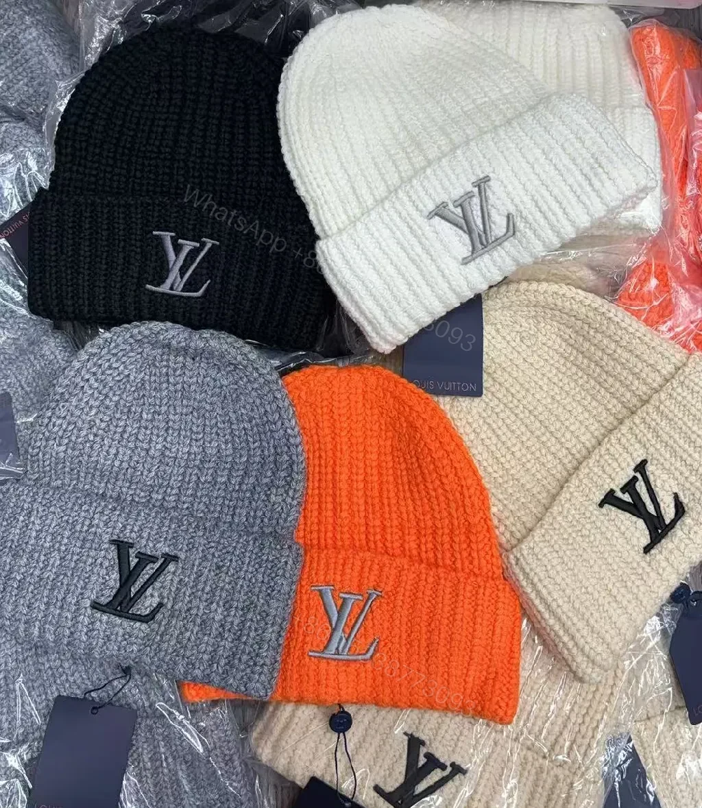 View 3 of Chunky Knit Beanie with LV Logo - Textured Luxury Winter Cap