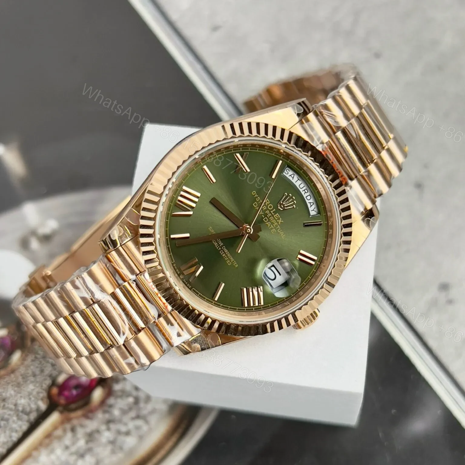View 2 of Superclone Rolex Day-Date Olive Green Dial 228235-0025 40 mm