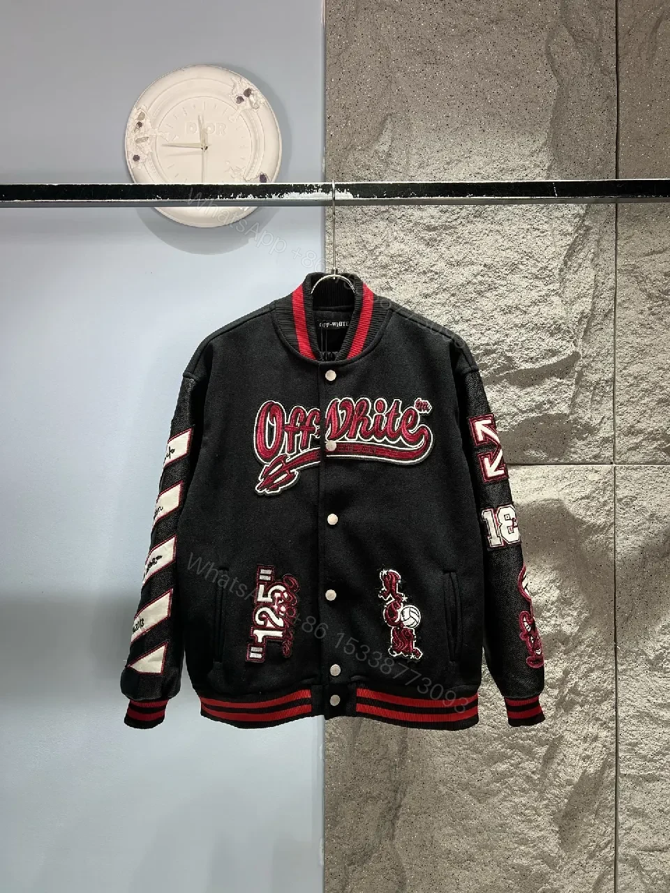 Premium Wool-Blend Varsity Jacket with Embroidery Detail — view 1