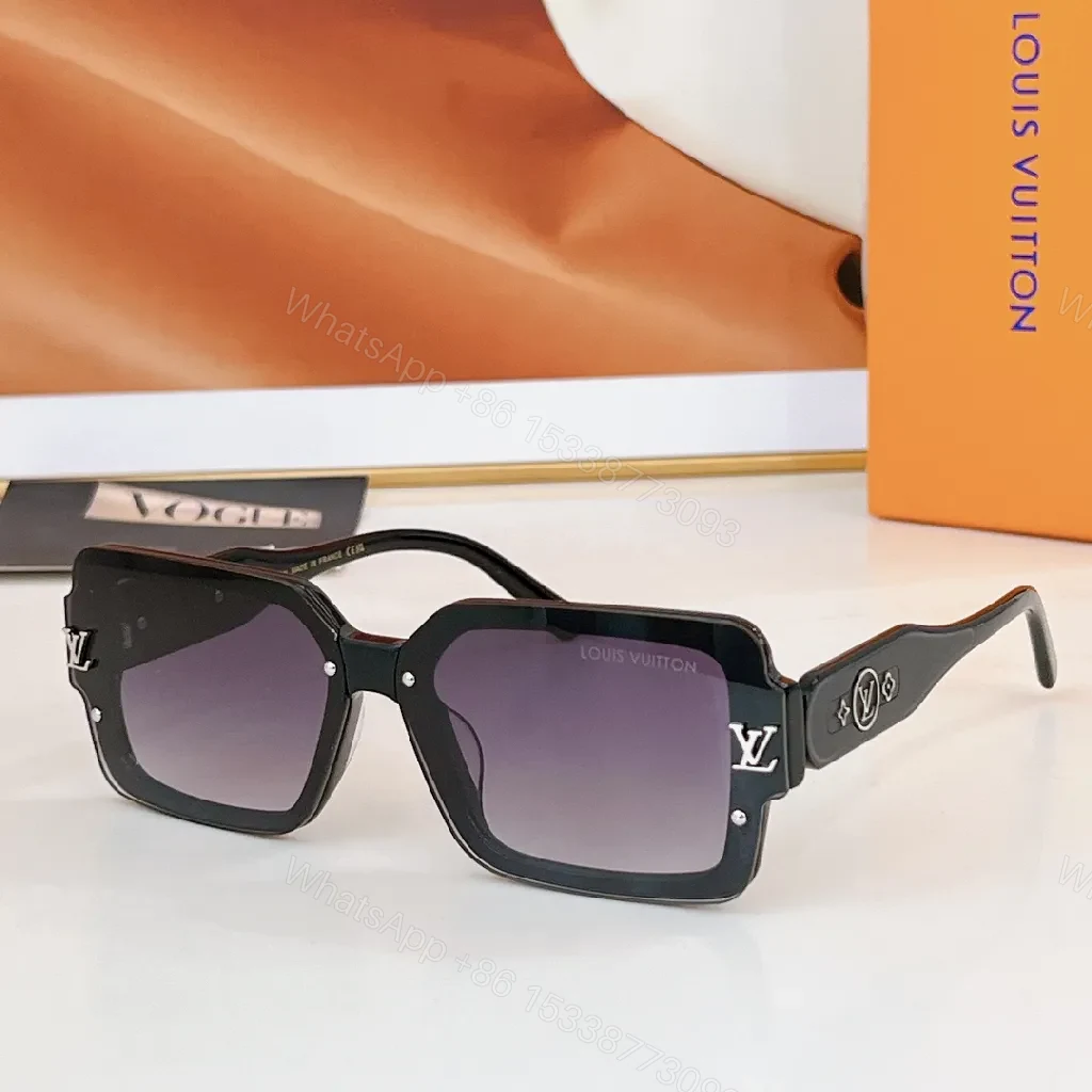 View 4 of Bold Frame Sunglasses with LV Detailing - Square Acetate Shades