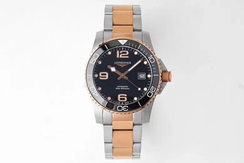 Longines Conquest Diver Watch Black Dial Two Tone Stainless Steel and Rose Gold Bracelet Automatic — view 1
