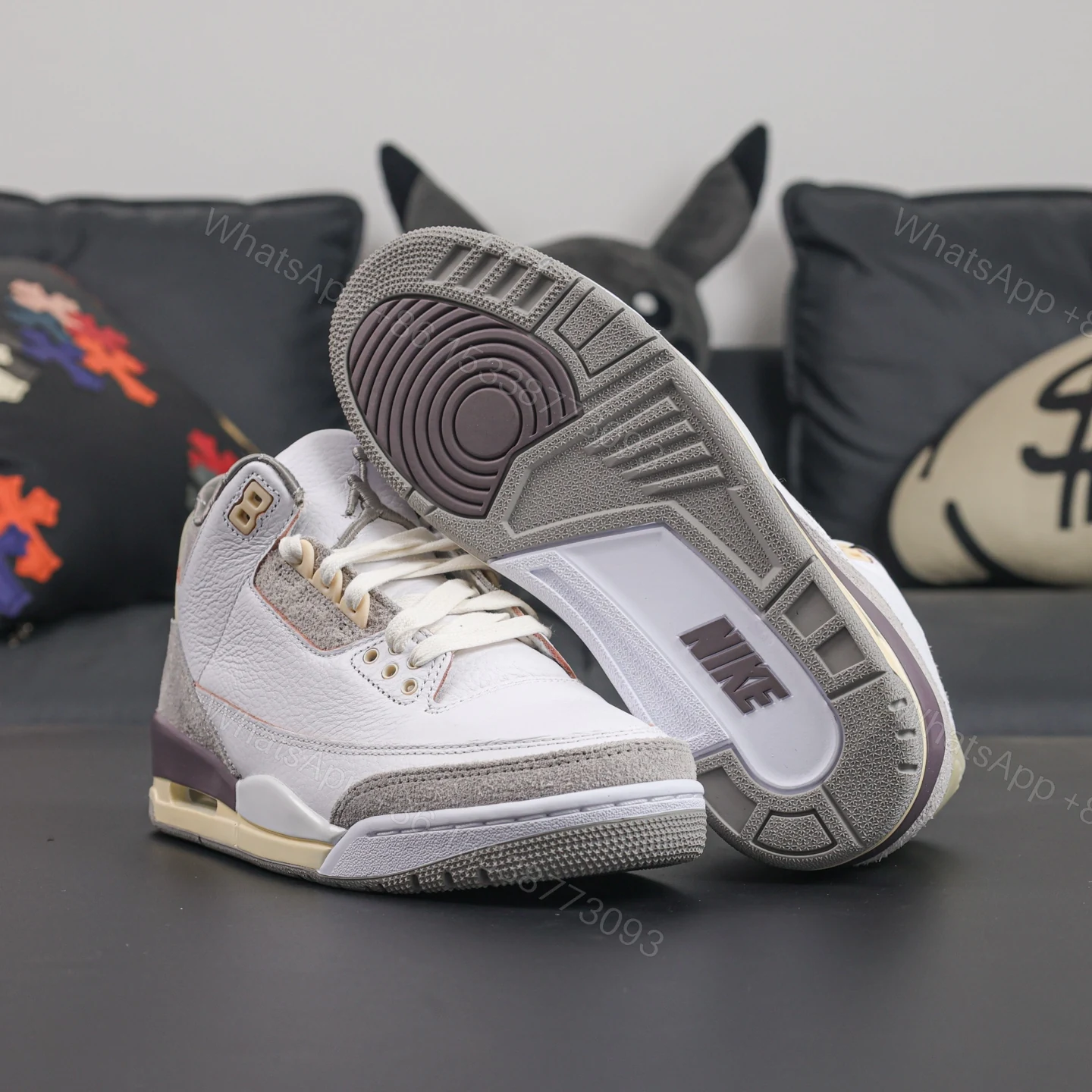 View 3 of A MA MANIÉRE x AIR JORDAN 3 RETRO “Medium Grey” Reps