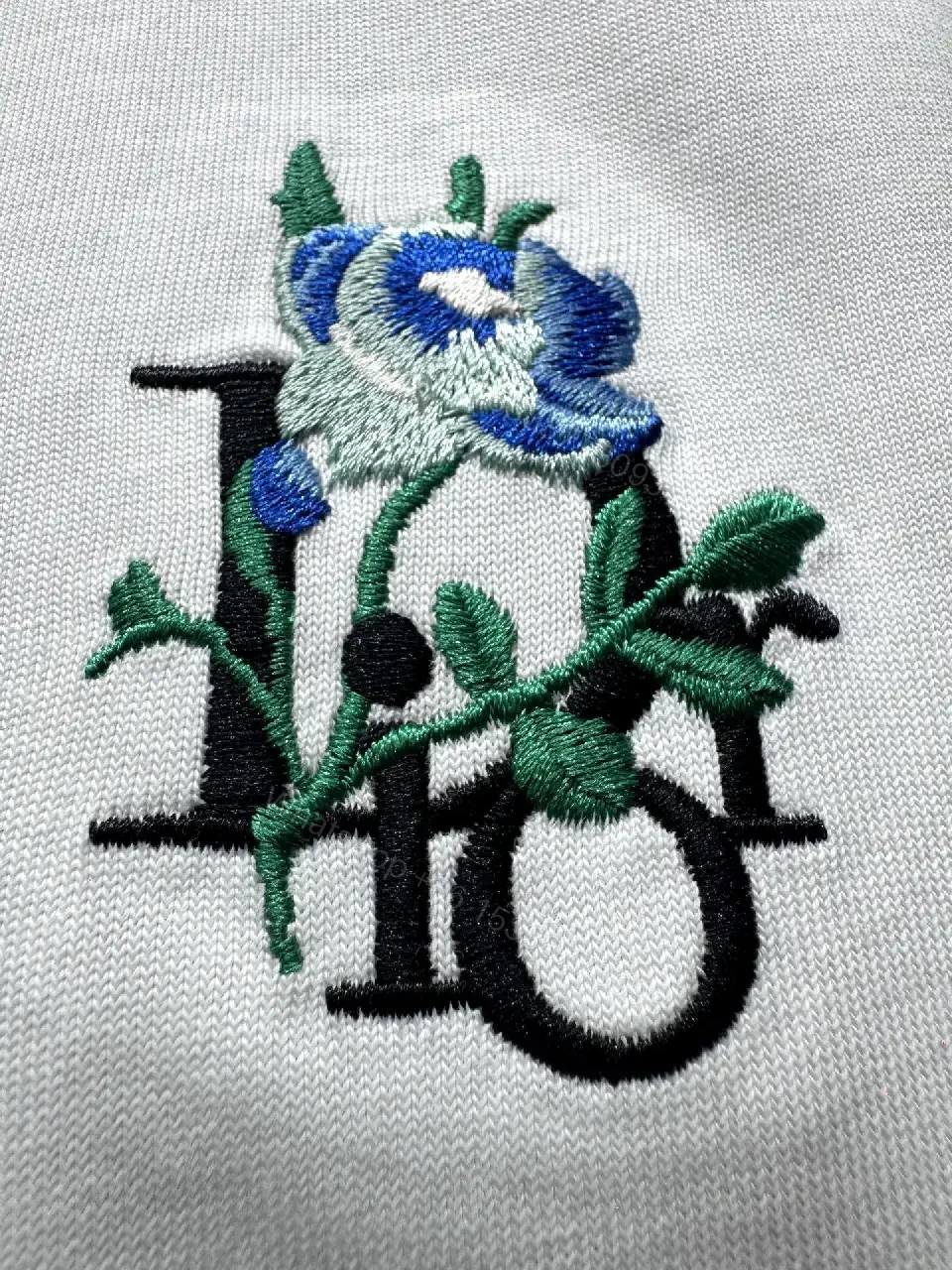 View 2 of Off-White Embroidered Cotton Tee: Relaxed Luxury Everyday Shirt