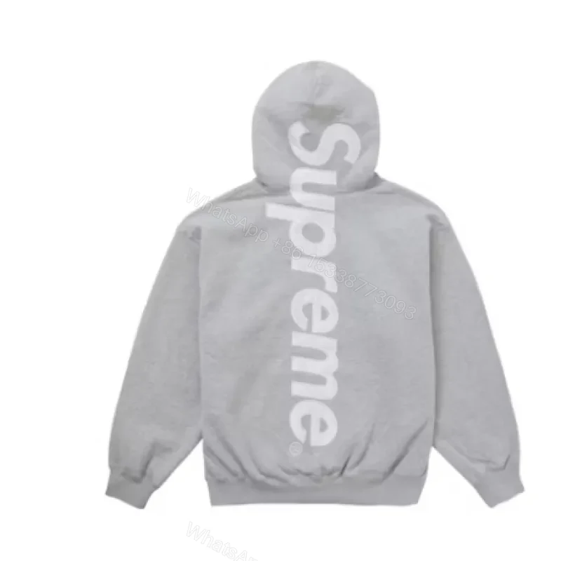 View 2 of Supreme Satin Appliqué Hoodie Sweatshirt Grey