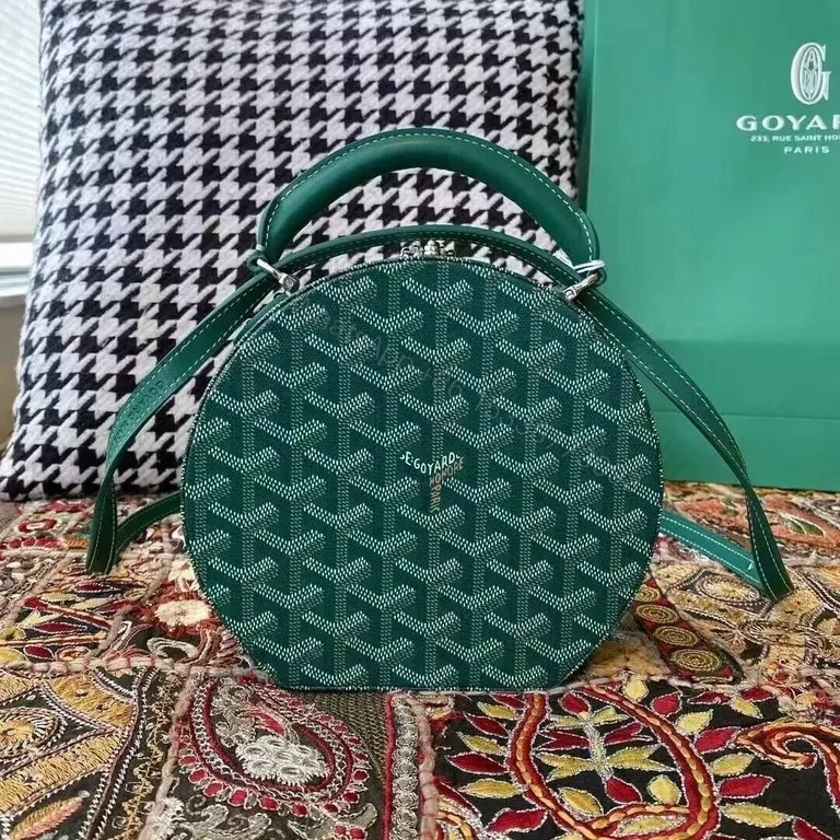 View 3 of Teal Goyardine Round Crossbody: Chic, All-Day Versatility