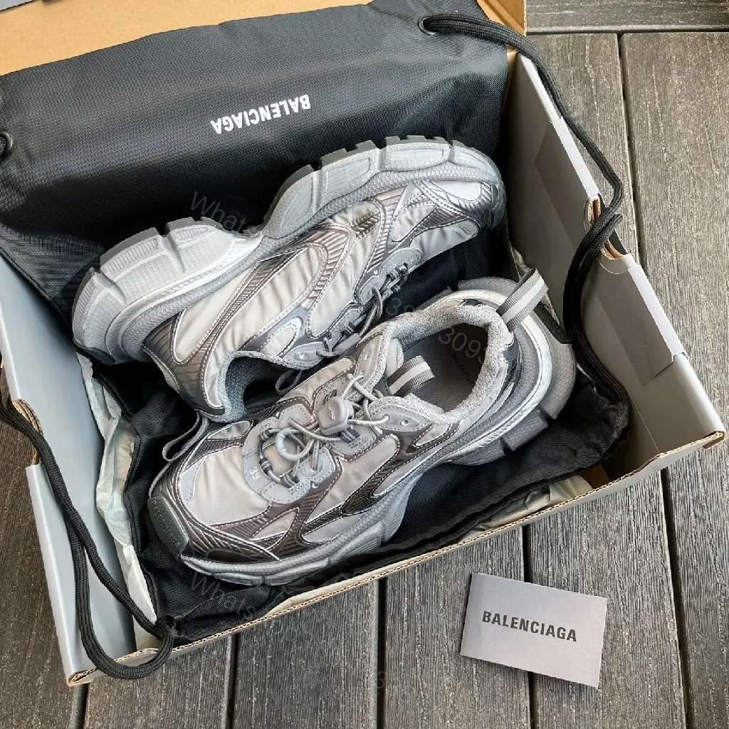 View 6 of Chunky Textured Runner: Silver-Gray Leather, Modern Luxe Comfort Sneakers