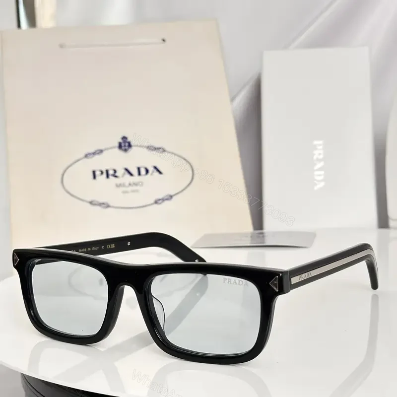 Black Frame Clear Lenses Bold Oversized Glasses with PRADA Branding — view 1