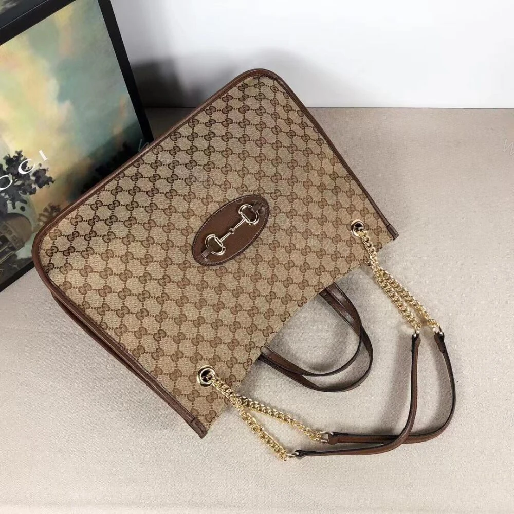 View 4 of Gucci Horsebit 1955 Shoulder Medium Tote Bag Brown 36Cm 623694