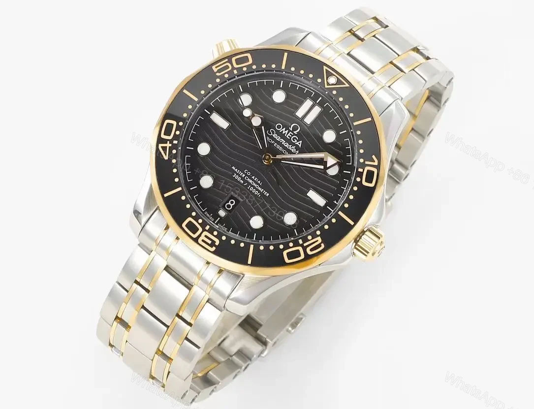 View 2 of Omega Seamaster Planet Ocean 600m Co-Axial Master Chronometer 42mm Diver’s Watch Black Dial Two-Tone Stainless Steel and Gold Bracelet Ceramic Bezel with White Enamel Markers