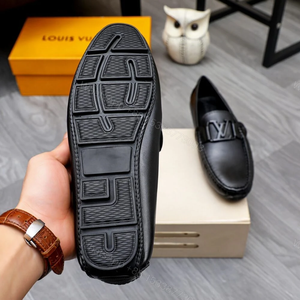 View 9 of Louis Vuitton Loafer Matte Leather With LV Logo In Black