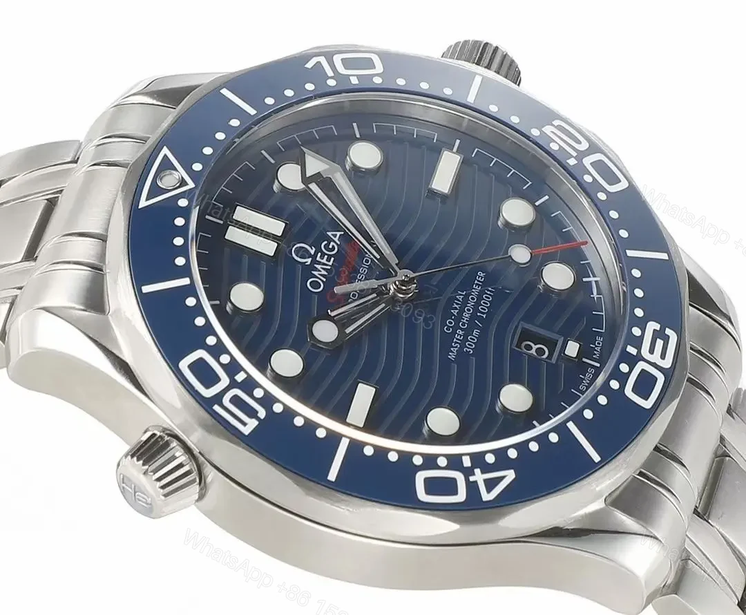 View 4 of Omega Seamaster Diver 300M Co-Axial Master Chronometer 42mm Stainless Steel Watch with Blue Ceramic Bezel and Dial