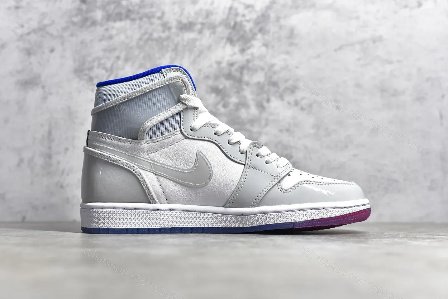View 3 of Air Jordan 1 Retro High Zoom White Racer Blue Reps