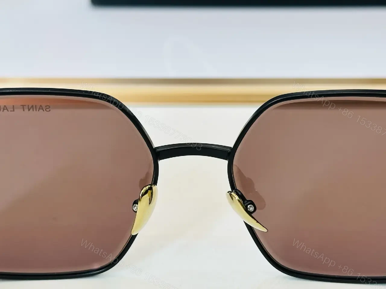 View 4 of Gold-Tone Metal Sunglasses: Bold Luxe Square Frames