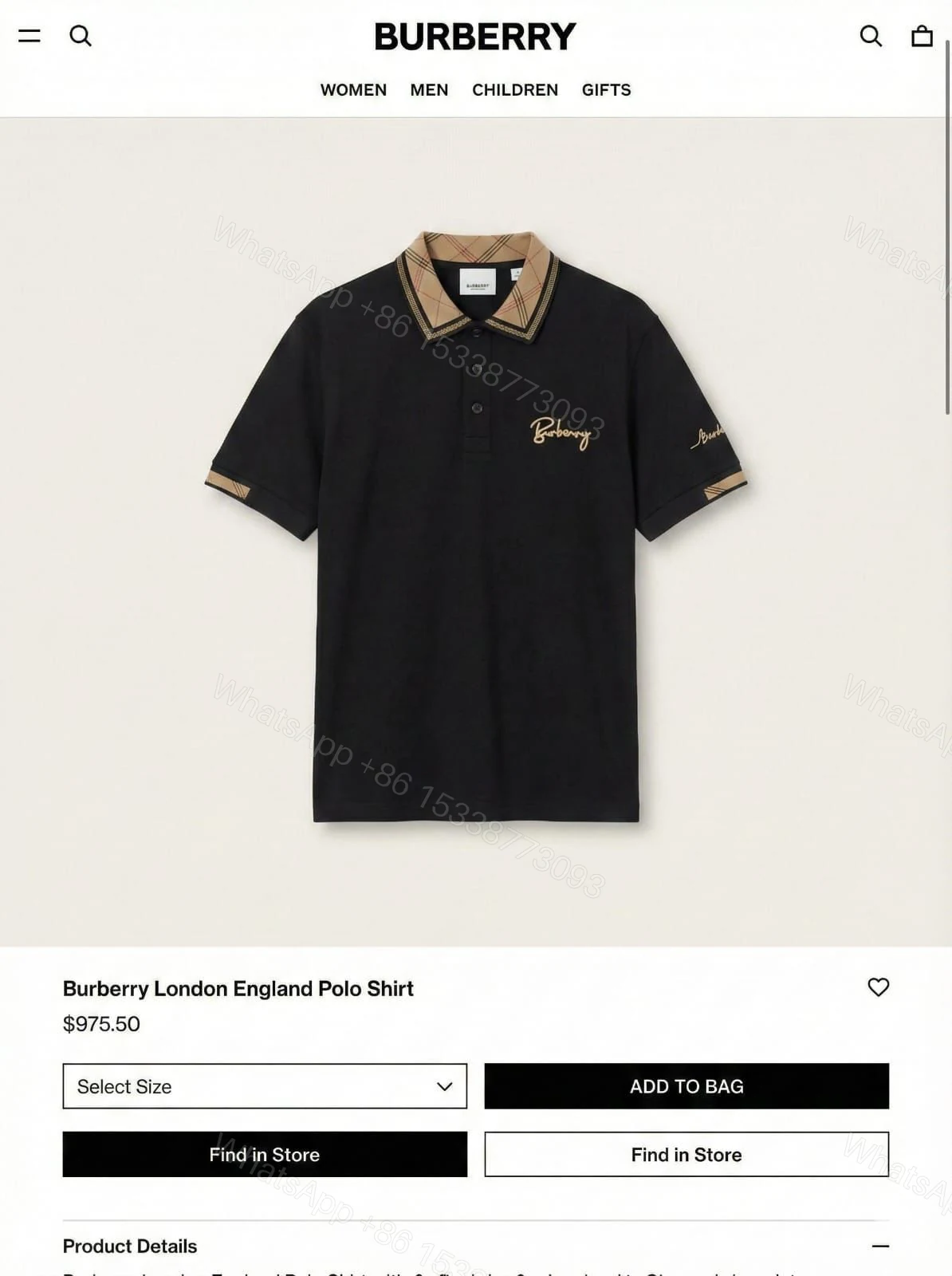 FIRST COPY BURBERRY OFFICE WEAR IMPORTED SUMMER POLO T-SHIRT — view 1