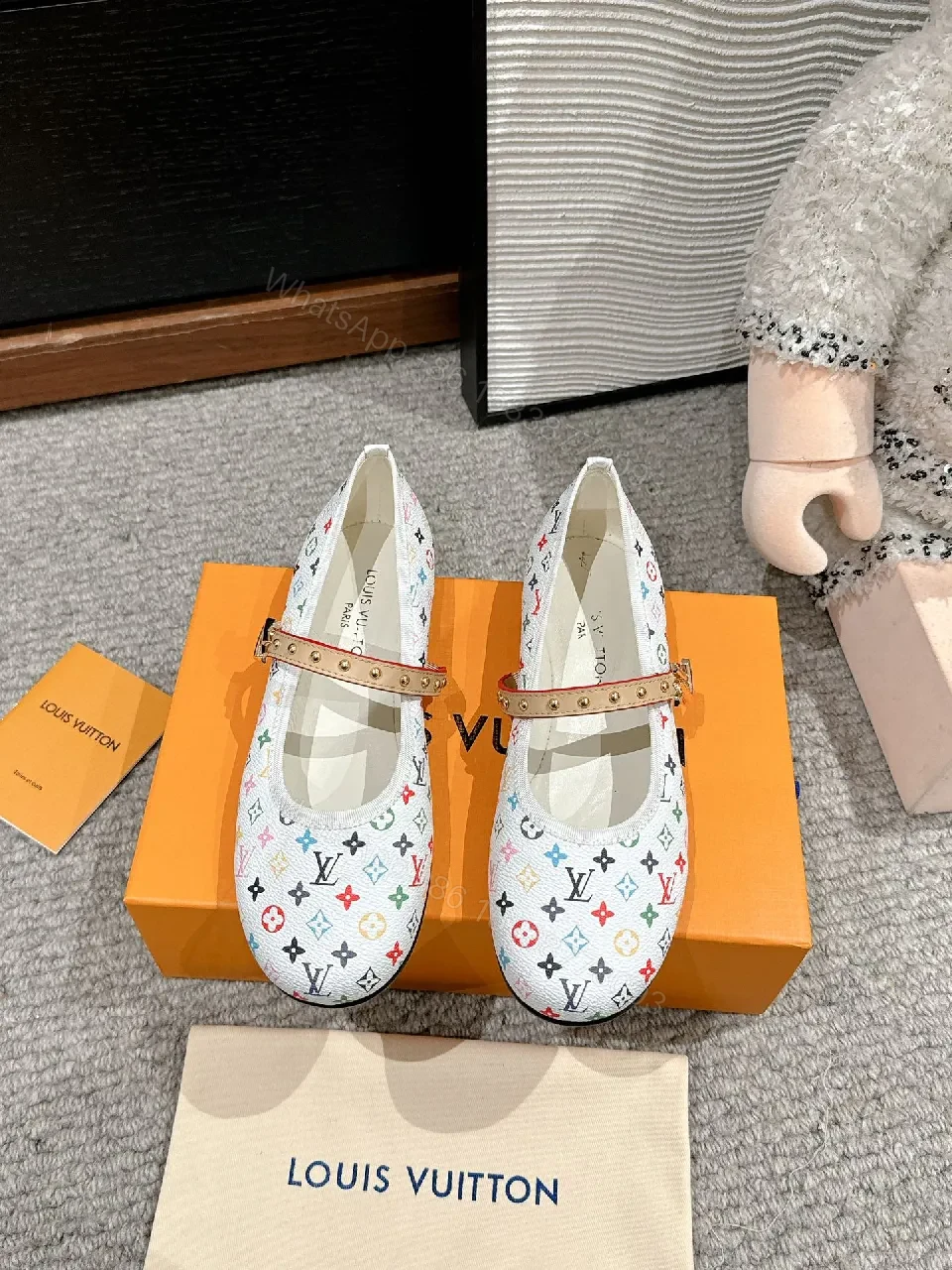 Colorful Monogram Mary Jane Satiny Comfort Footwear — view 1
