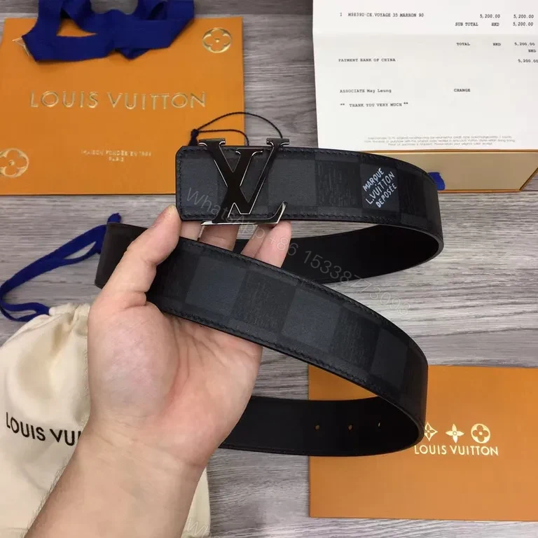 View 3 of Chic LV-Influenced Calfskin Belt: Premium, All-Season Style