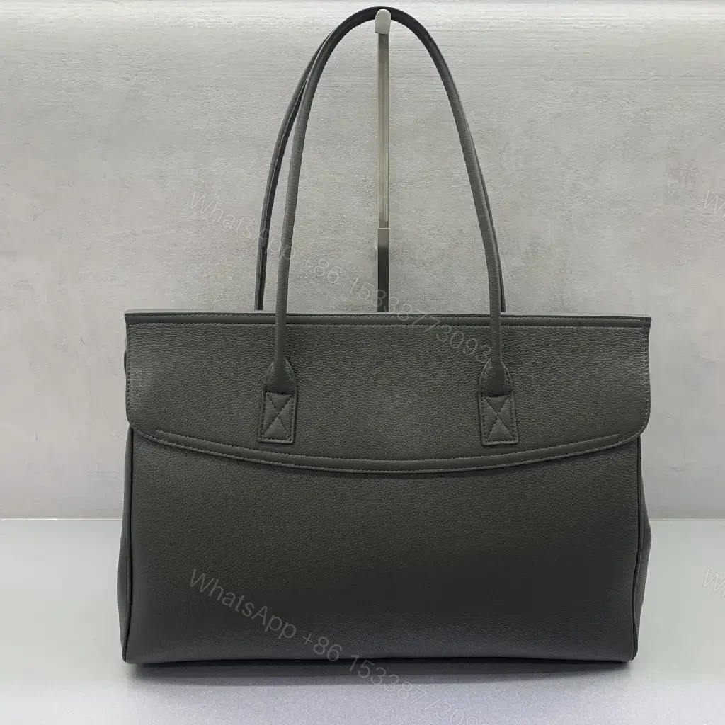 View 4 of Pebble Leather Tote: Structured Minimalist Luxury, 14" Laptop