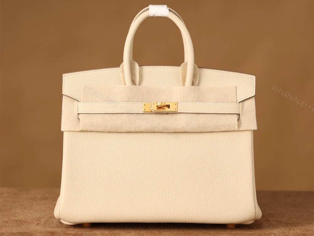 View 3 of 高仿真皮HermesBirkin25柏金包正品級別奶昔金扣