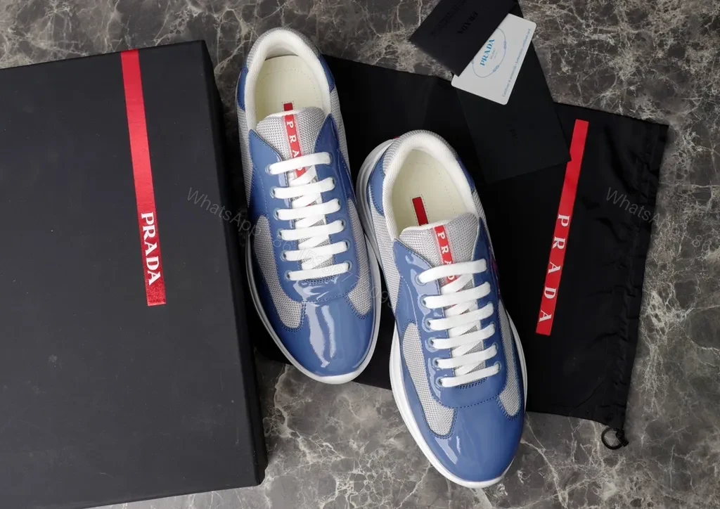 Blue-Tone Prada-Inspired Low-Top Sneakers: Everyday Luxury Comfort — view 1