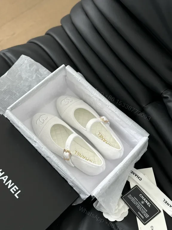 View 3 of Chic White Mary Jane Flats - Signature Logo, All-Day Comfort