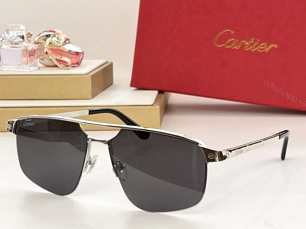 View 9 of Charcoal Cartier Metal Sunglasses: UV400, Polarized, Luxury Style