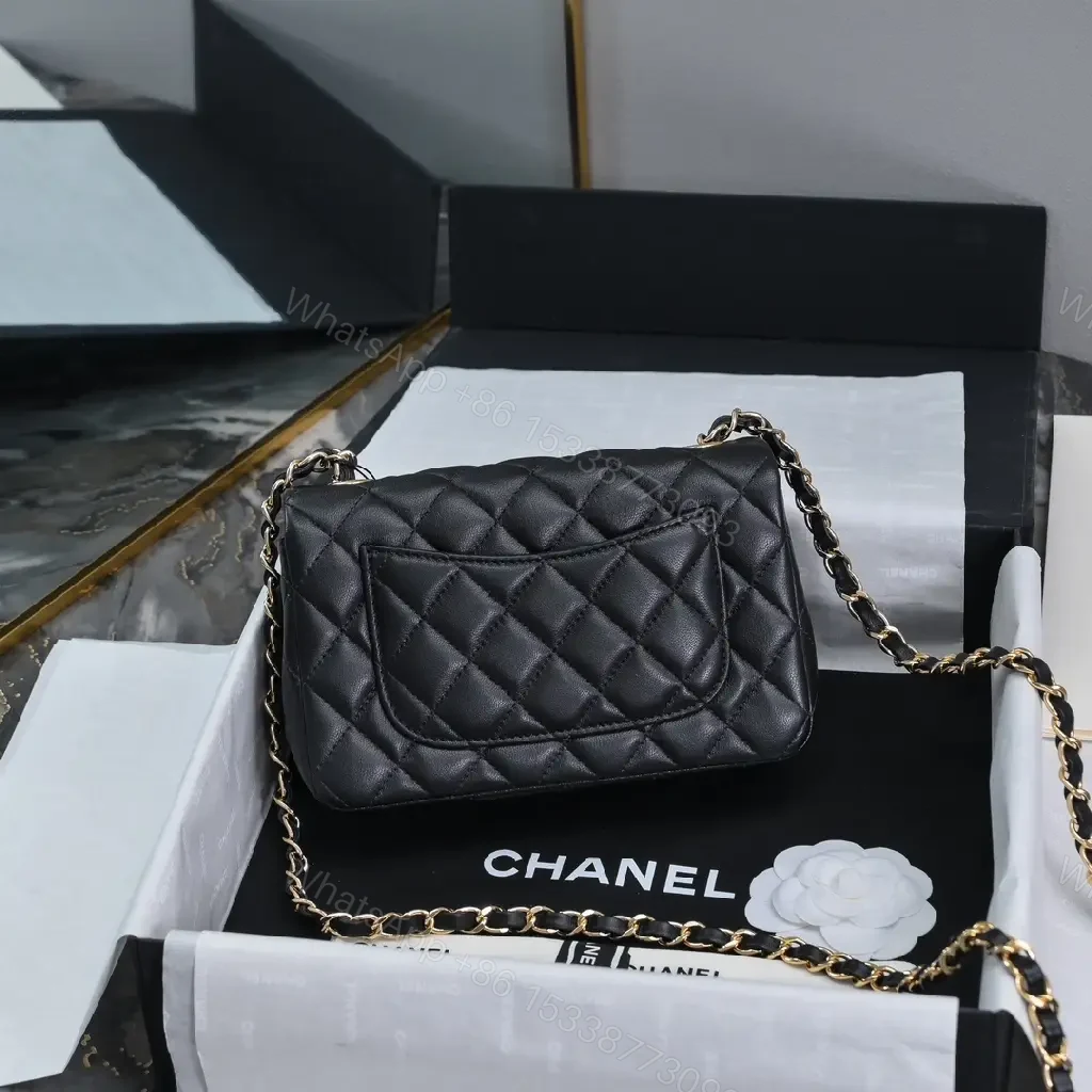 View 3 of Compact Black Quilted Leather Shoulder Bag with Chain
