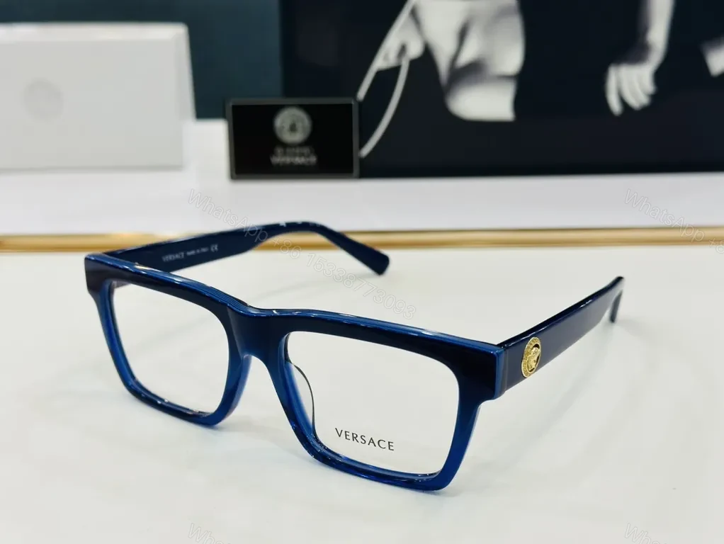 View 3 of Bold Black Versace-Inspired Acetate Eyewear with Gold Emblem