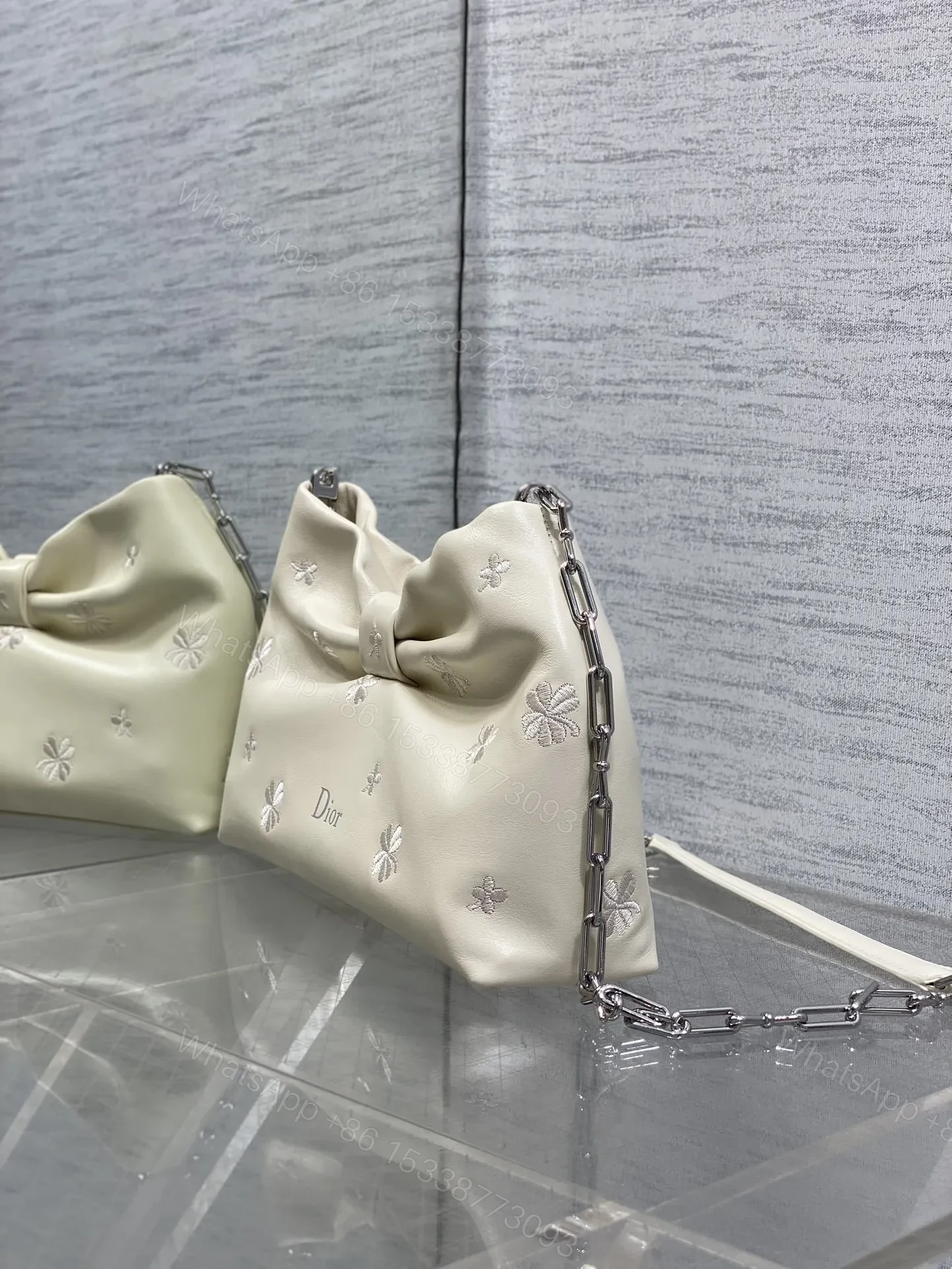 View 5 of Dior Bow Bag Small Latte Lambskin