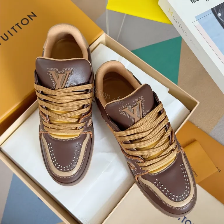 View 3 of Bold LV Leather Sneakers: Textured, Luxe, All-Day Comfort