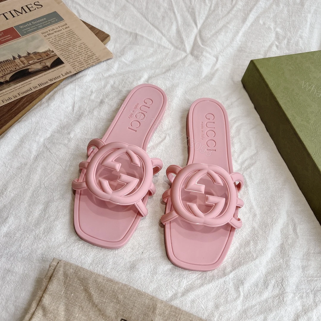 View 4 of GUCCI WOMEN’S INTERLOCKING G SLIDE SANDAL PINK 780307 J8700 5815