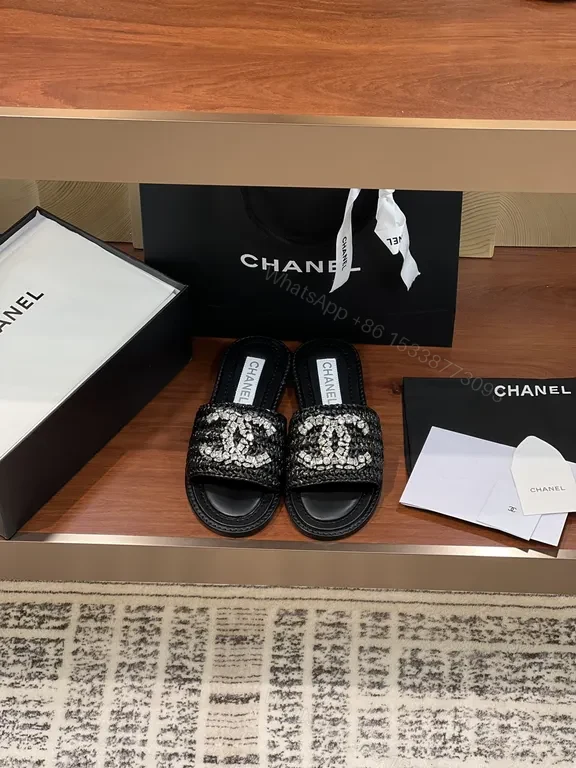 Chanel-Inspired Embellished Slide Sandals: Luxe Comfort — view 1
