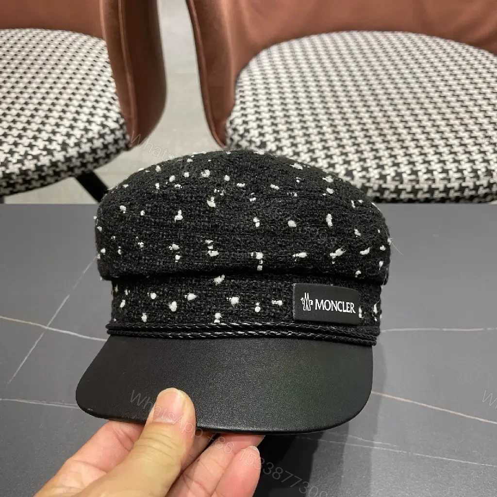 View 4 of Textured Tweed Cap with Leather Peak: Luxe Modern Cap